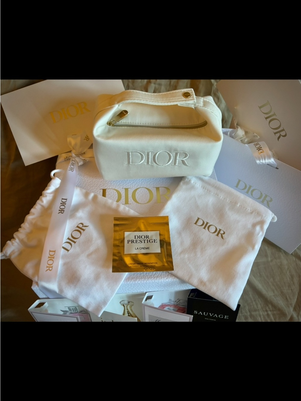 Dior-Cream-Bridal Pouch W/Various Samples,Small Tote Bags,Gift Box,Gift Bag etc
